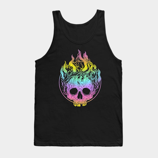 Skull on Fire Tank Top by OccultOmaStore